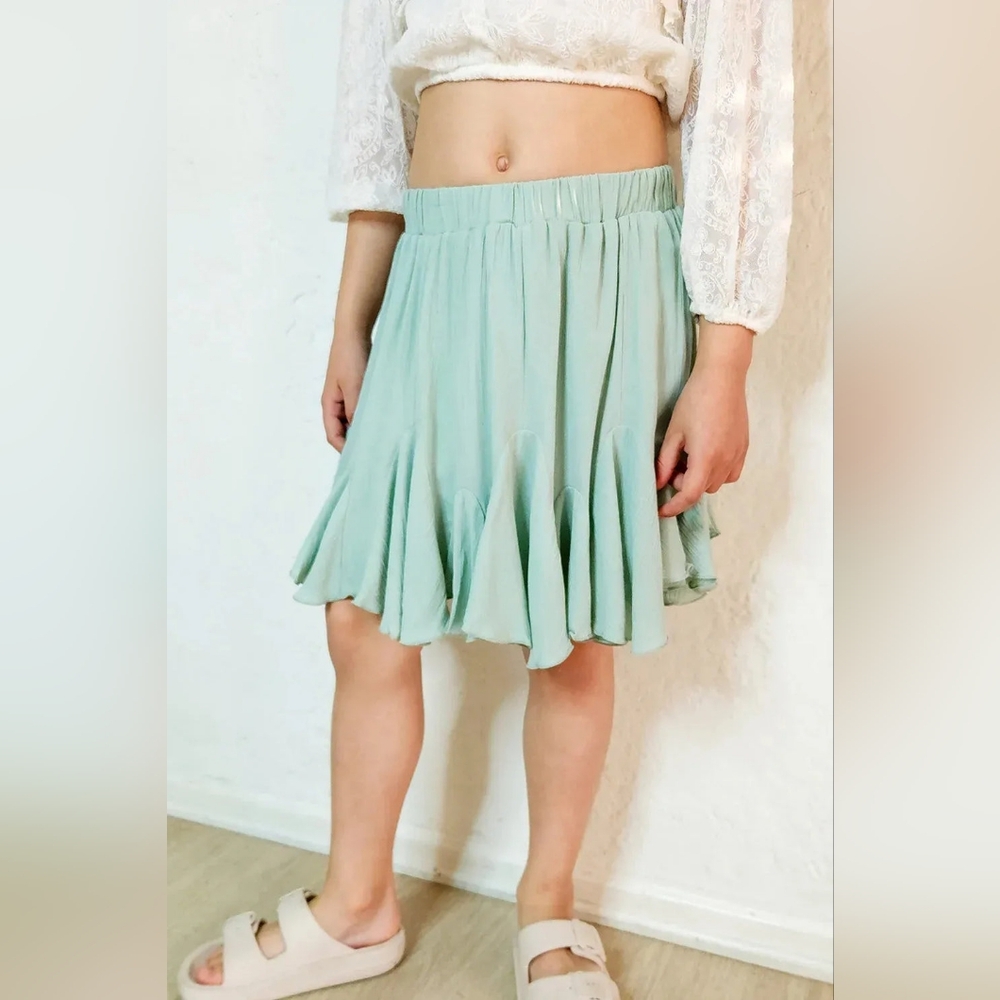 Girls Sage Ruffle Mini Skort | Flowy Summer Style S-XL | Made in USA